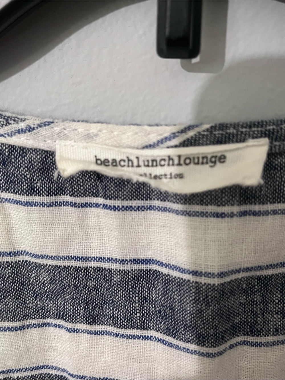 beachlunchlounge Sleeveless Navy and White Striped Cotton Linen Dress Sz S - Picture 3 of 9